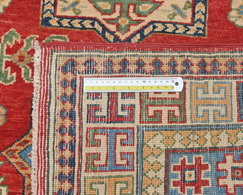 4x6 Red Kuba Afghan Hand Knotted Wool Area Rug